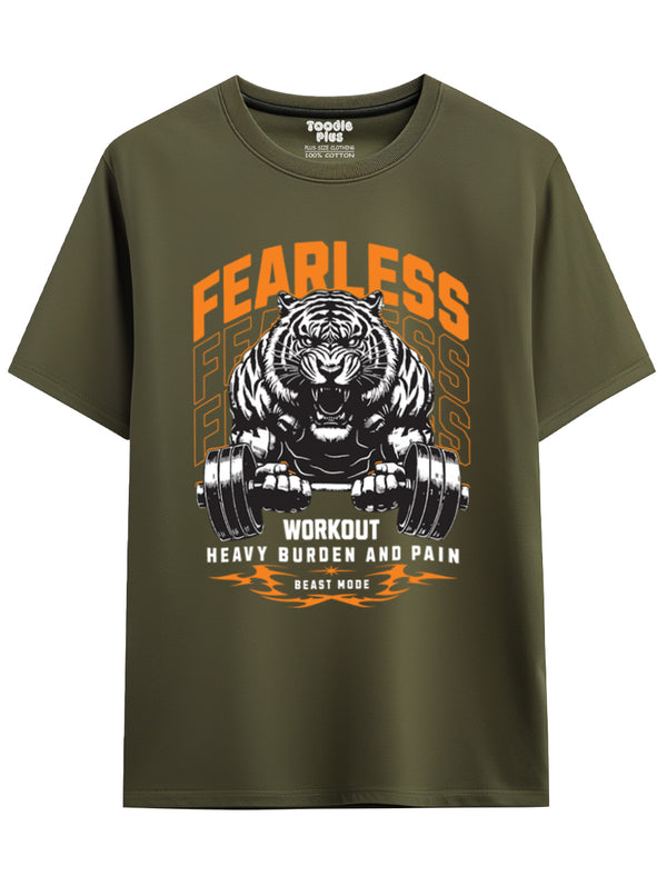 Workout Tiger T-Shirt in Olive Green