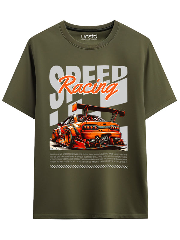 Speed Racing T-Shirt in Olive Green