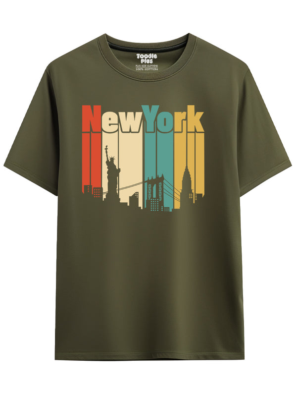 New York City T-Shirt in Olive Green