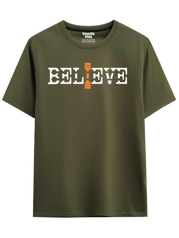 Believe T-Shirt in Olive Green