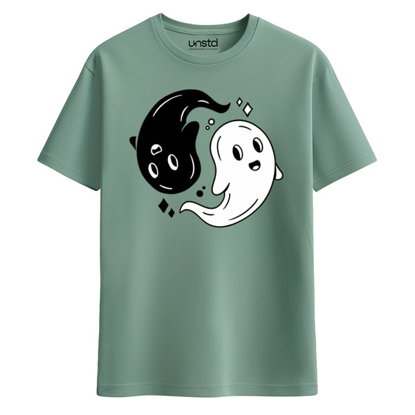 Ying yang ghosts Unisex T-Shirt in Sage Green