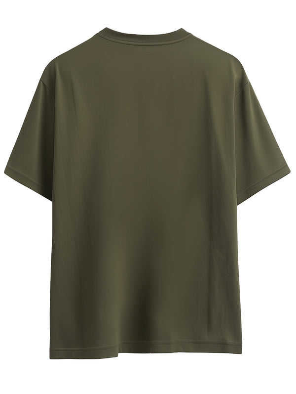 Olive Green | Solid Crew Neck Men's T-Shirt in -