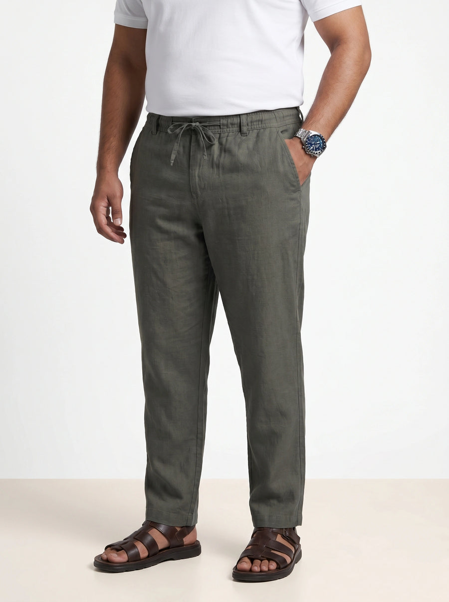Men Plus Size Pull On Drawstring Trousers