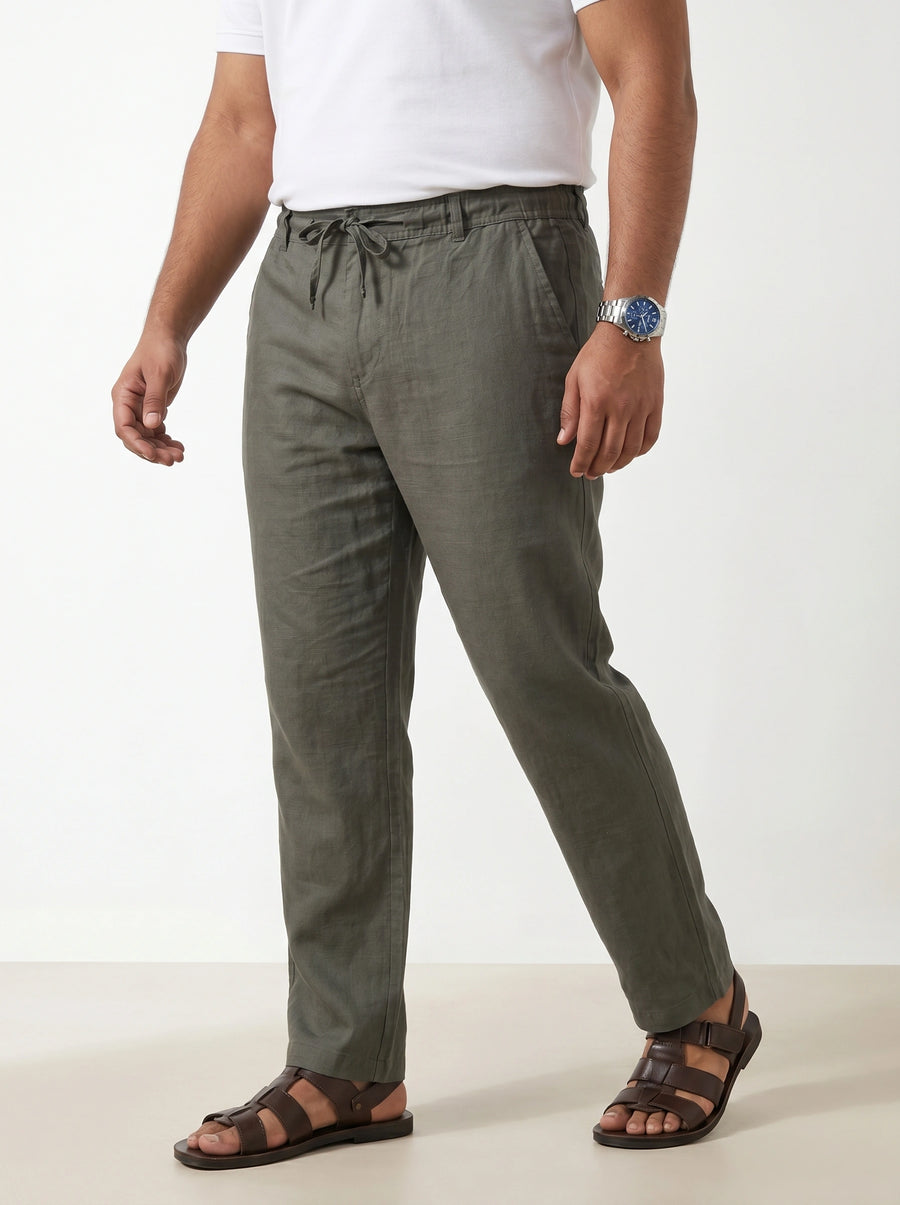 Men Plus Size Pull On Drawstring Trousers