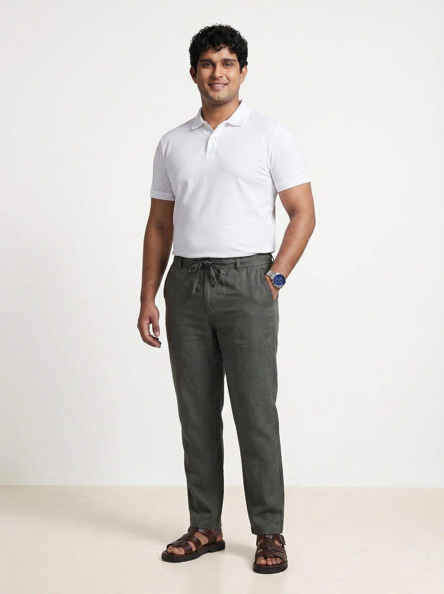 Men Plus Size Pull On Drawstring Trousers