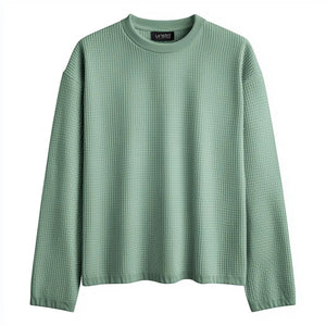 Waffle Pure Cotton Crew Neck Full Sleeve T-shirt
