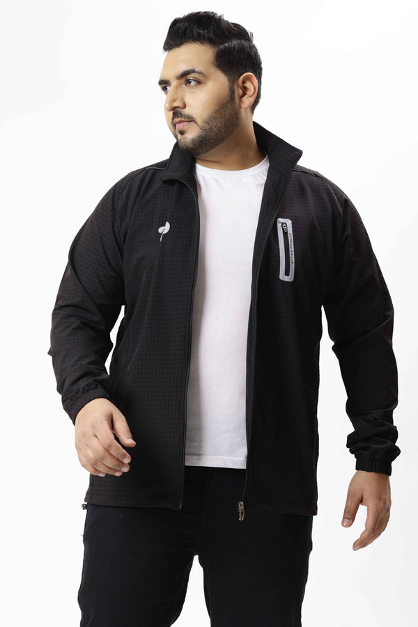 Navy Blue Premium Textured Sports Jacket in Black