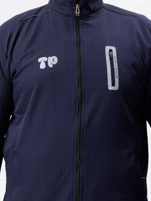 Navy Blue Premium Textured Sports Jacket in Navy Blue
