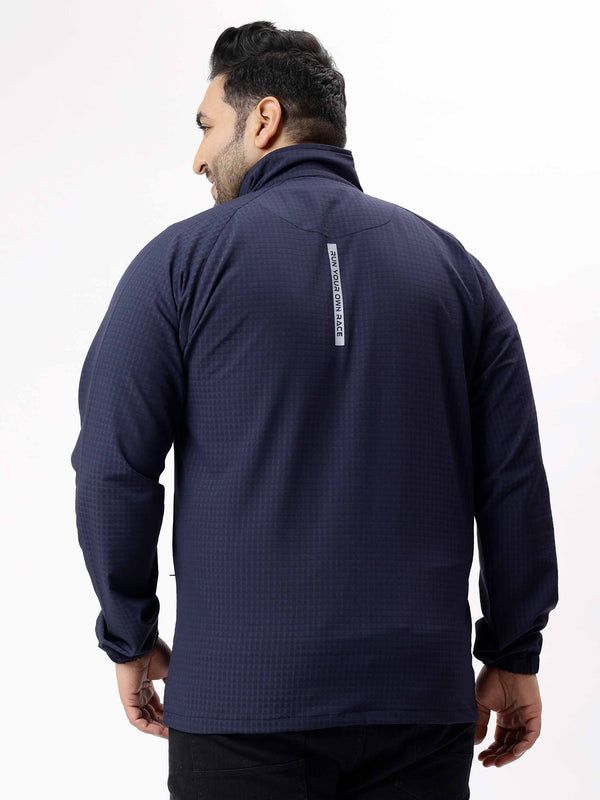 Navy Blue Premium Textured Sports Jacket in Navy Blue