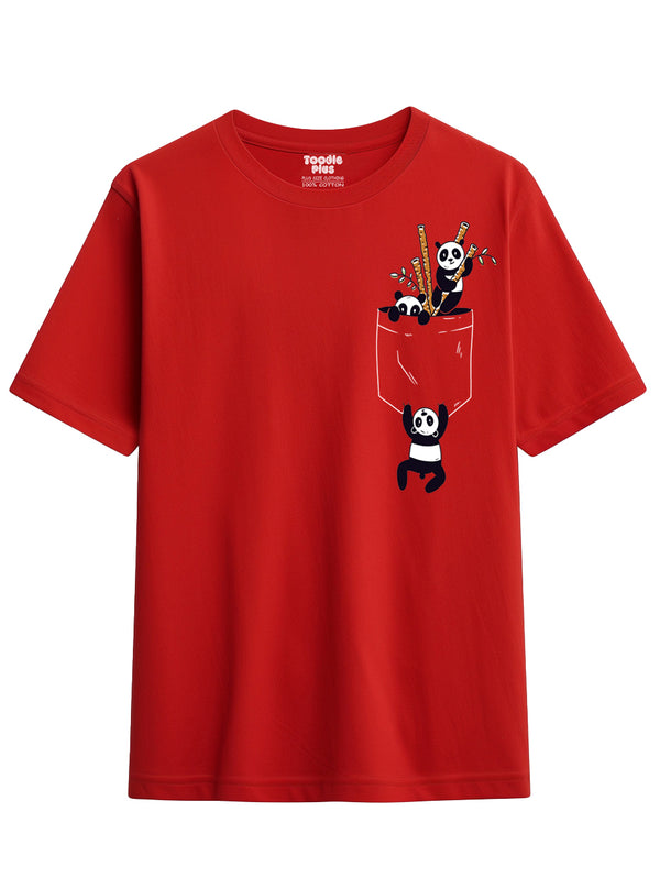 Pocket Pandas T-Shirt in Red