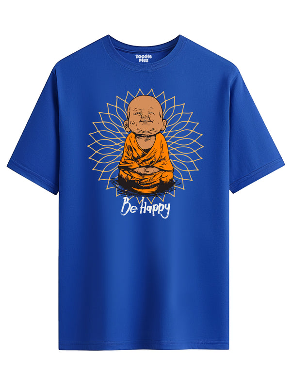 Be Happy Monk Men's T-Shirt in Royal Blue