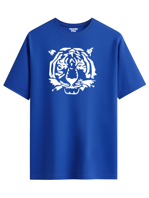 Tiger Face Size T-shirt in Royal Blue