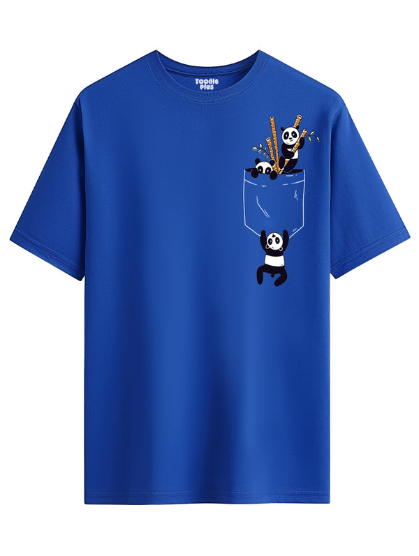 Pocket Pandas T-Shirt in Royal Blue