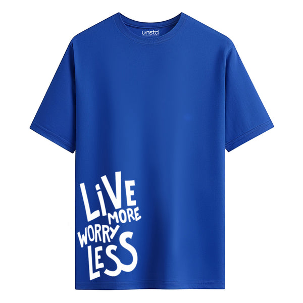 Live more worry less T-shirt in Royal Blue