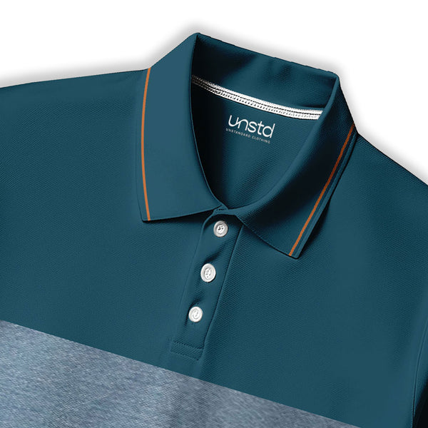 Teal Blue Multicolour Polo T-shirt in Teal Blue