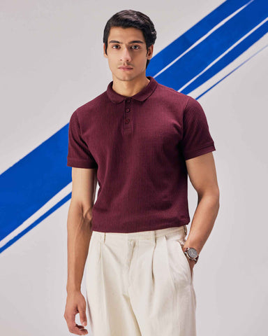 Stripe Knit Structure Premium Polo