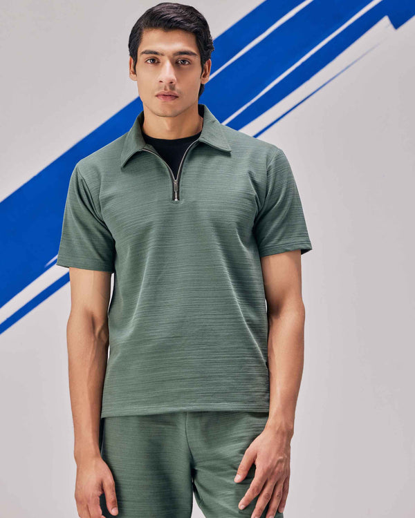 Moon Crush Relaxed Fit Textured Polo T-Shirt