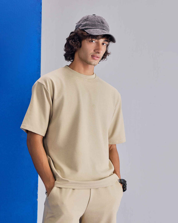 Cord Knit Oversized Crew Neck T-Shirt