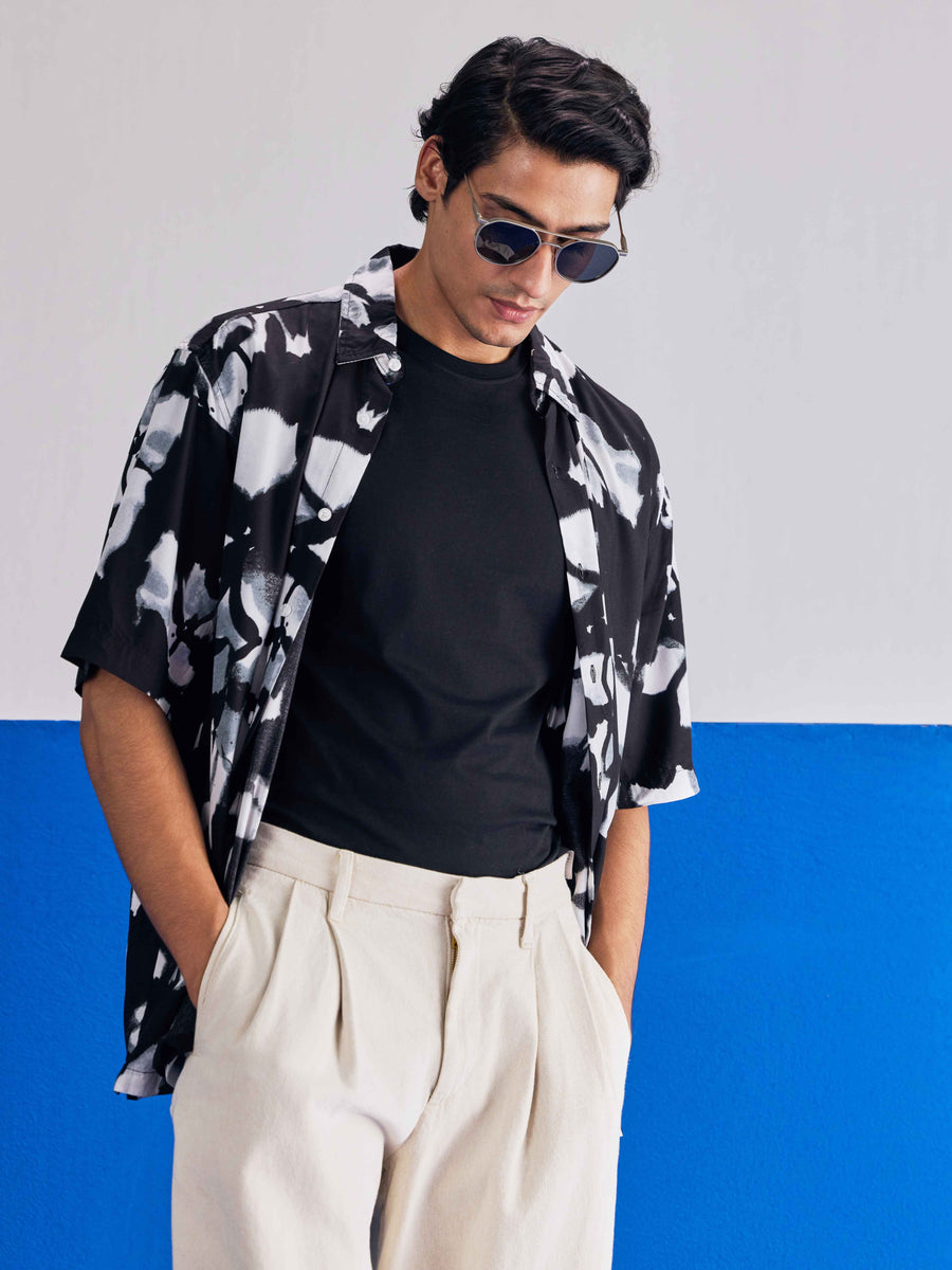 Black summer Printed Half Sleeve Plus Size Shirt