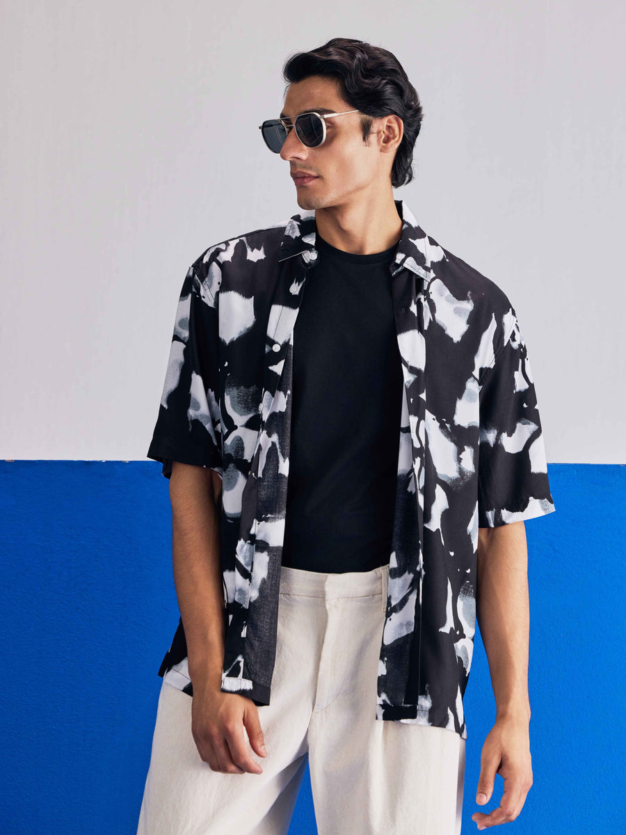 Black summer Printed Half Sleeve Plus Size Shirt