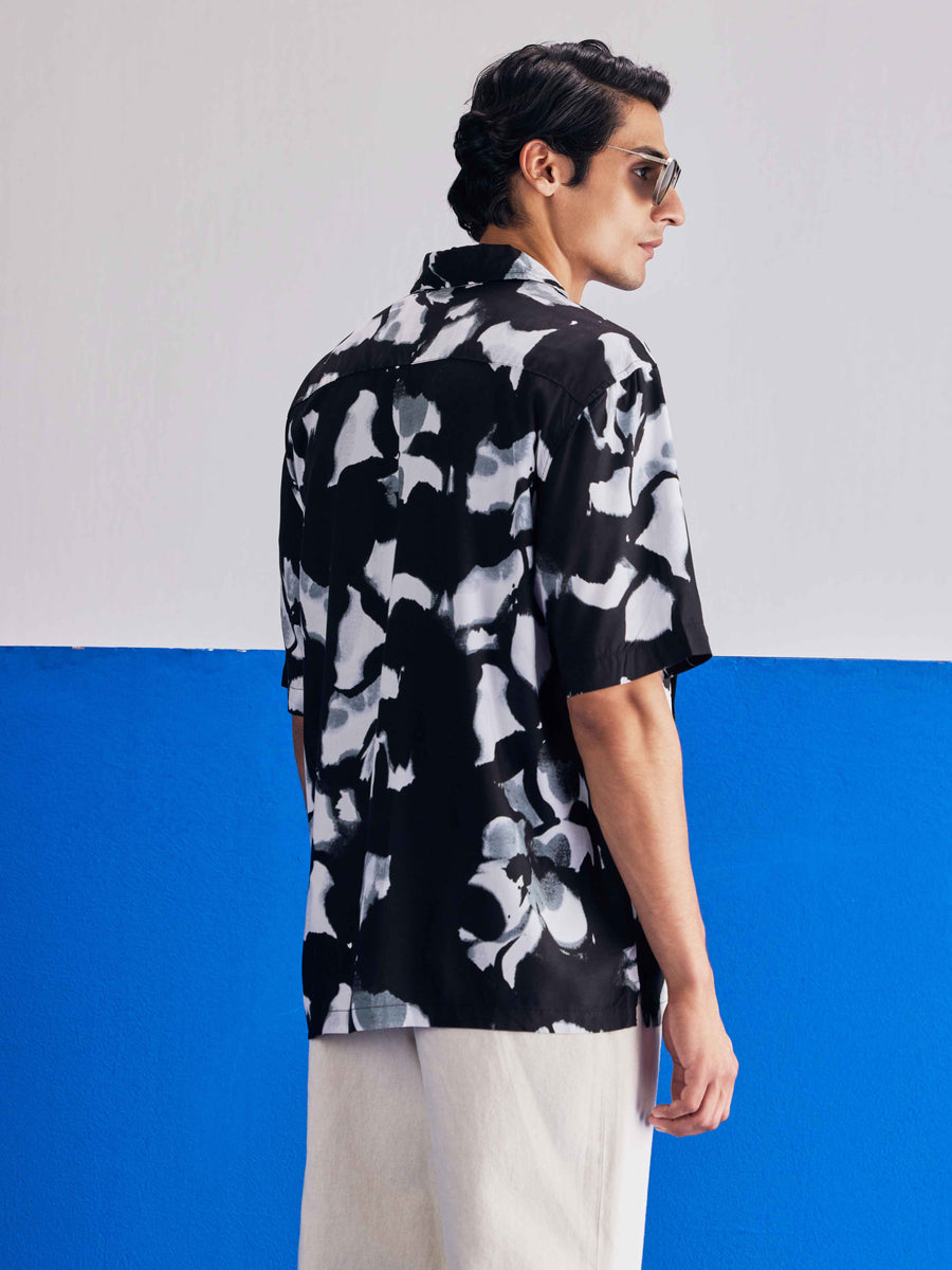 Black summer Printed Half Sleeve Plus Size Shirt