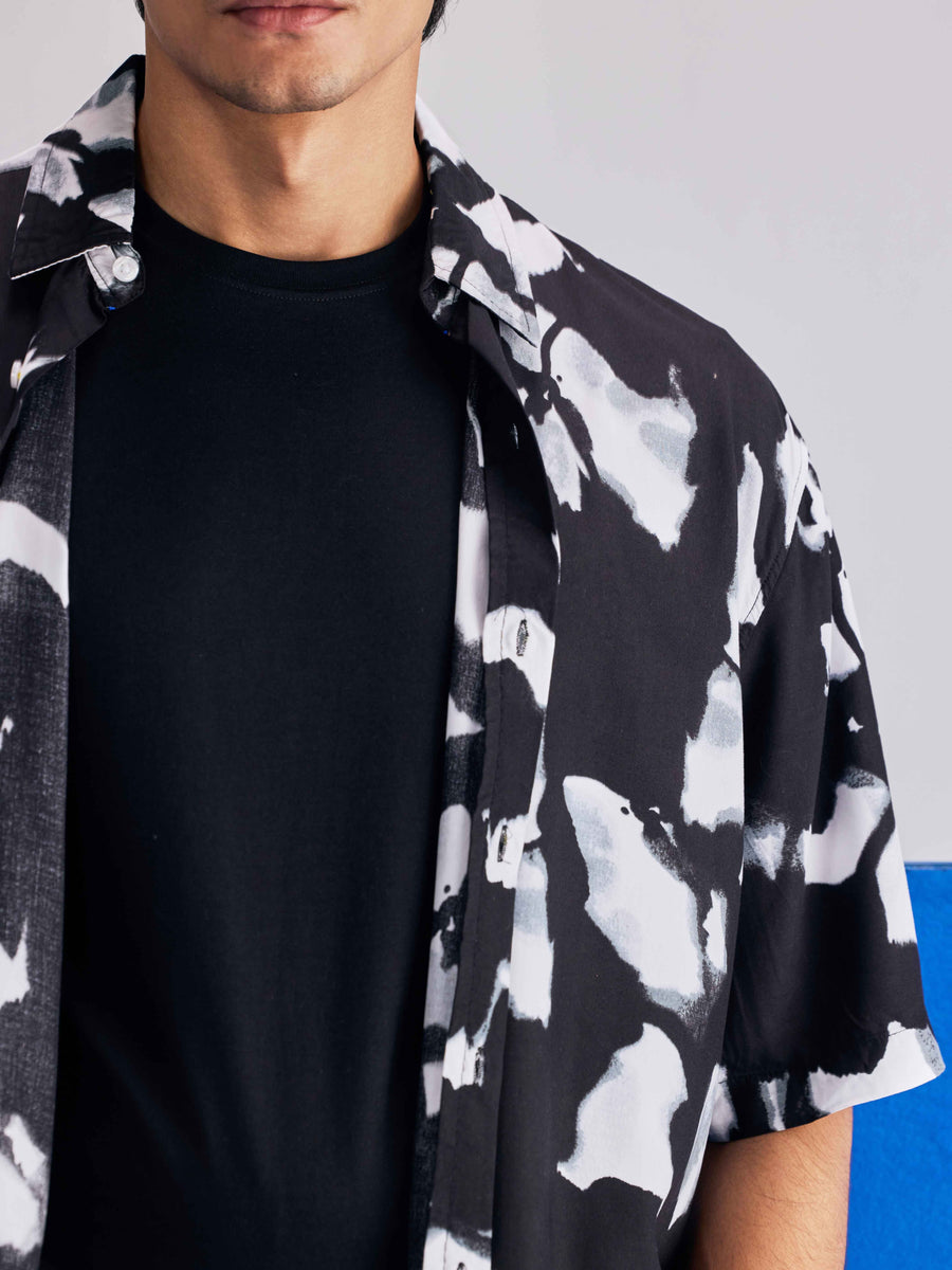 Black summer Printed Half Sleeve Plus Size Shirt