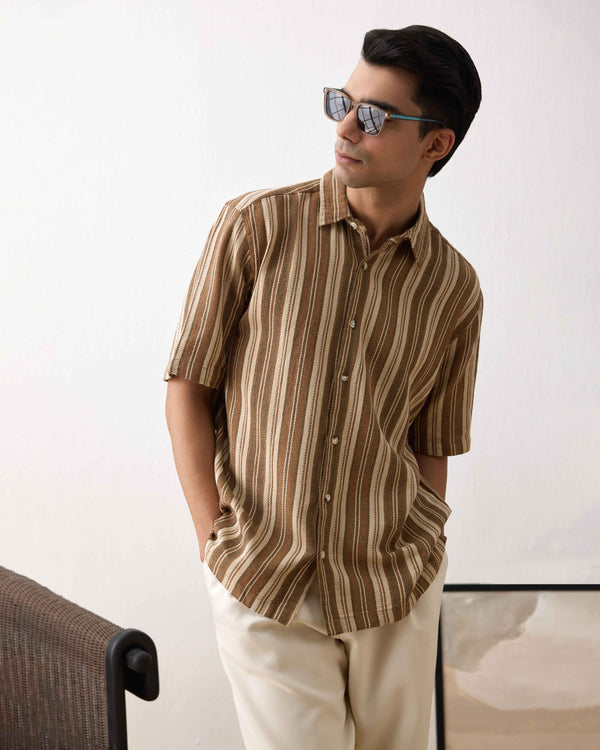 Textured Stripe Relaxed Fit  shirt