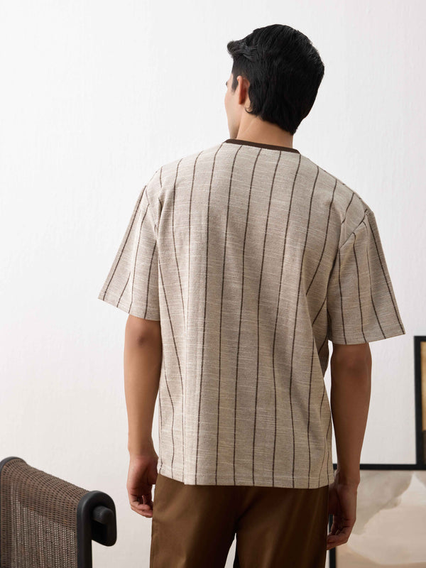 Vintage Textured T-shirt in Brown