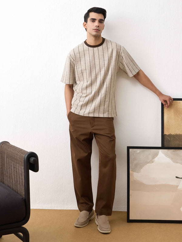 Vintage Textured T-shirt in Brown