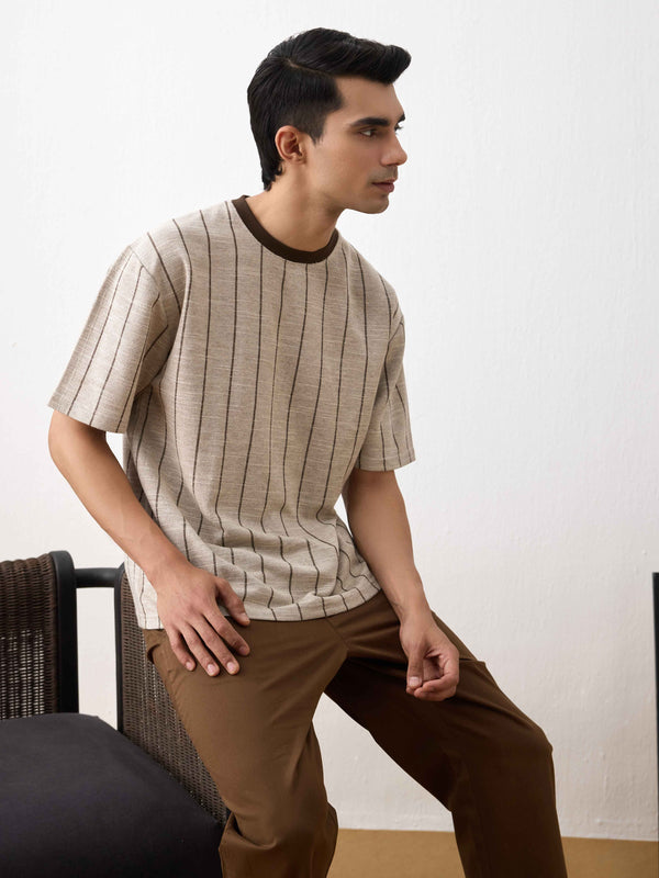 Vintage Textured T-shirt in Brown