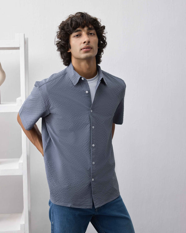 Candy Check Textured Relaxed Fit Shirt