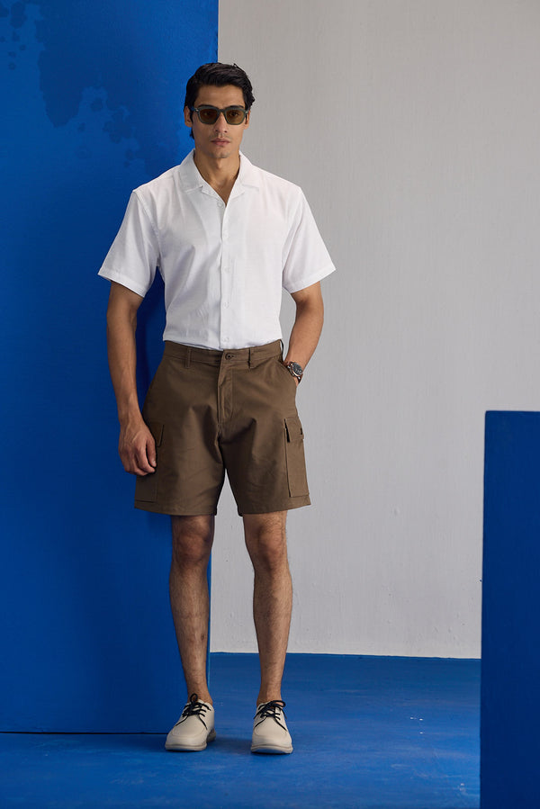 Stretchable cotton cargo shorts