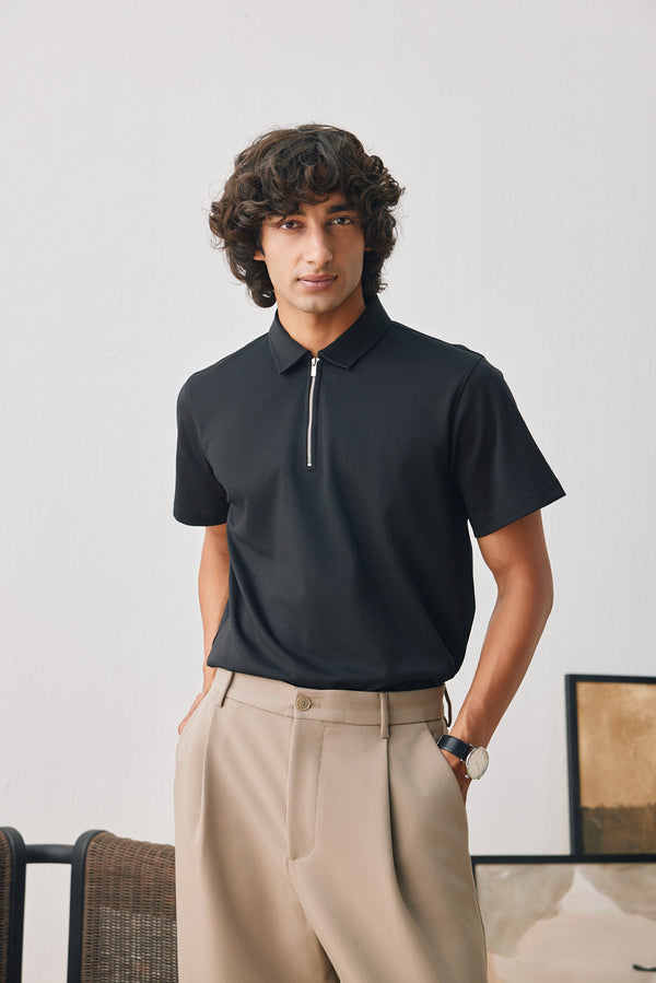 Canvas Statement Zipper Polo