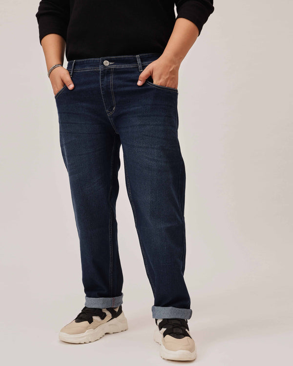 Mid Blue Strectable Cotton Plus Size Jeans
