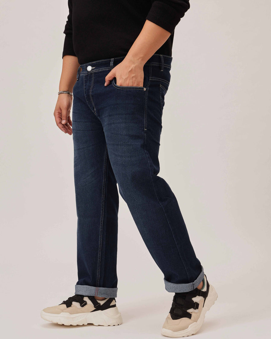 Mid Blue Strectable Cotton Plus Size Jeans