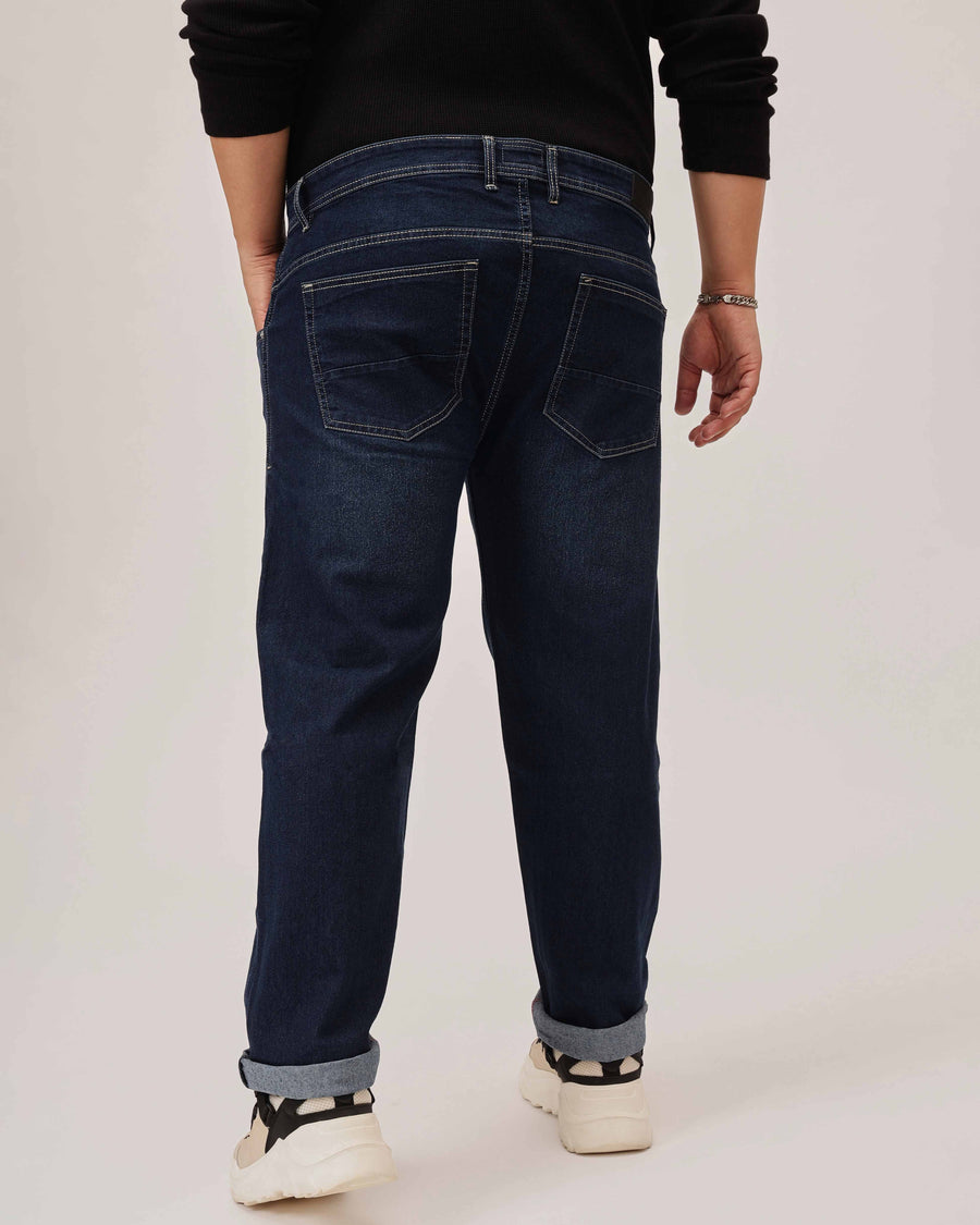 Mid Blue Strectable Cotton Plus Size Jeans