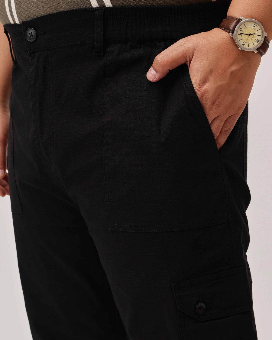 Ribstop Textured 6 Pocket Plus Size Cargo