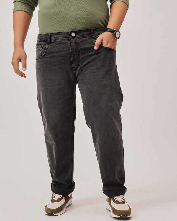 Grey Strectable Cotton Plus Size Jeans