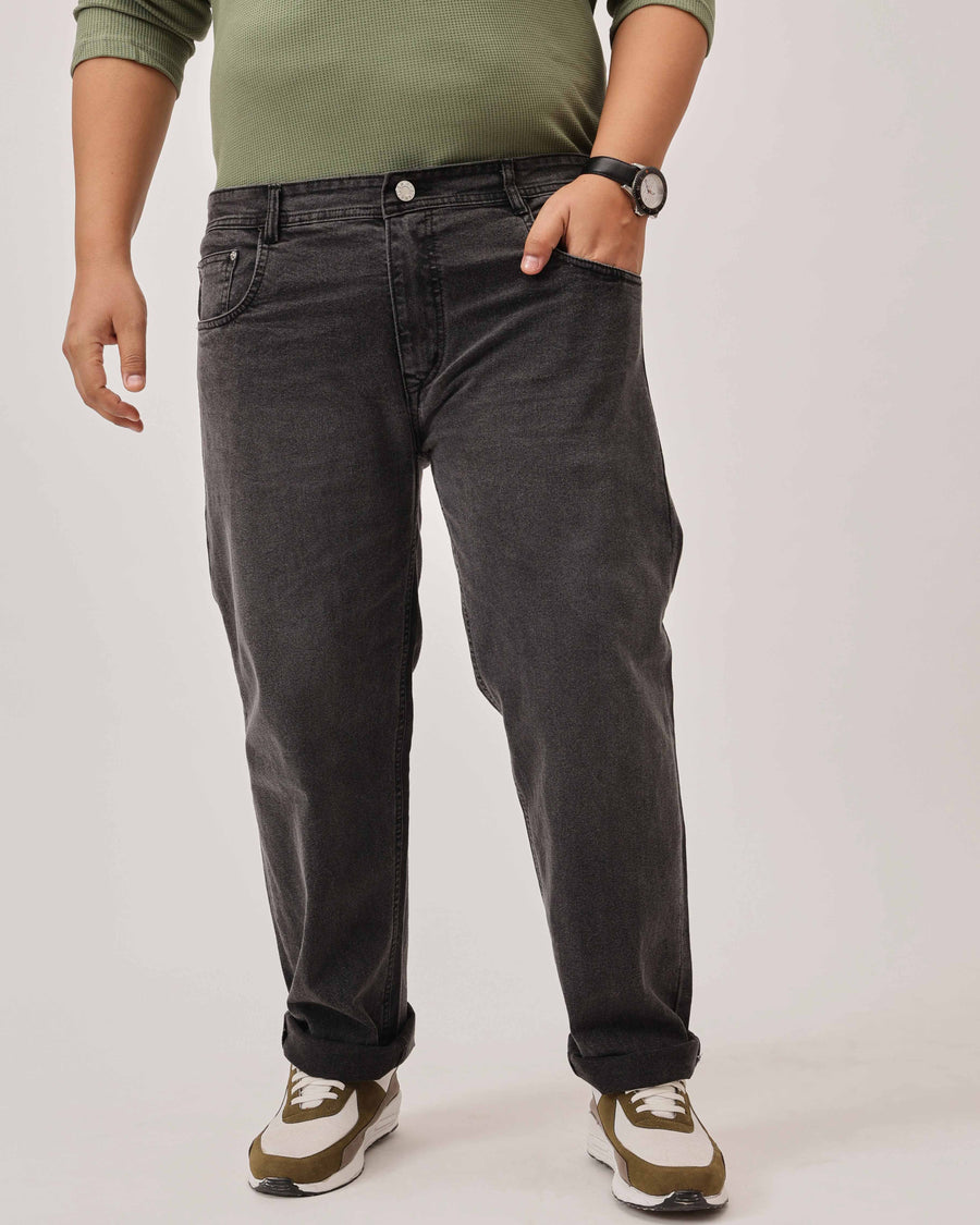 Grey Strectable Cotton Plus Size Jeans