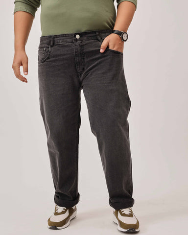 Grey Strectable Cotton Plus Size Jeans