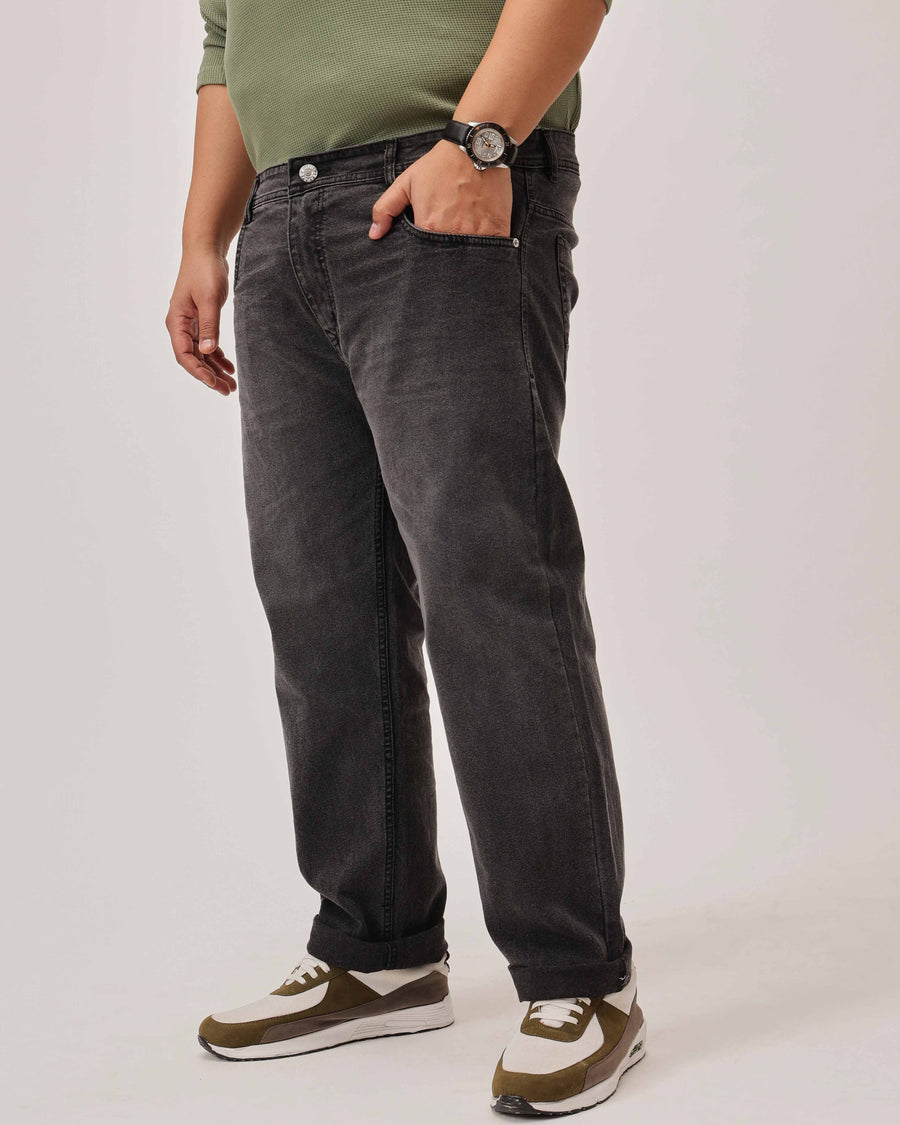 Grey Strectable Cotton Plus Size Jeans
