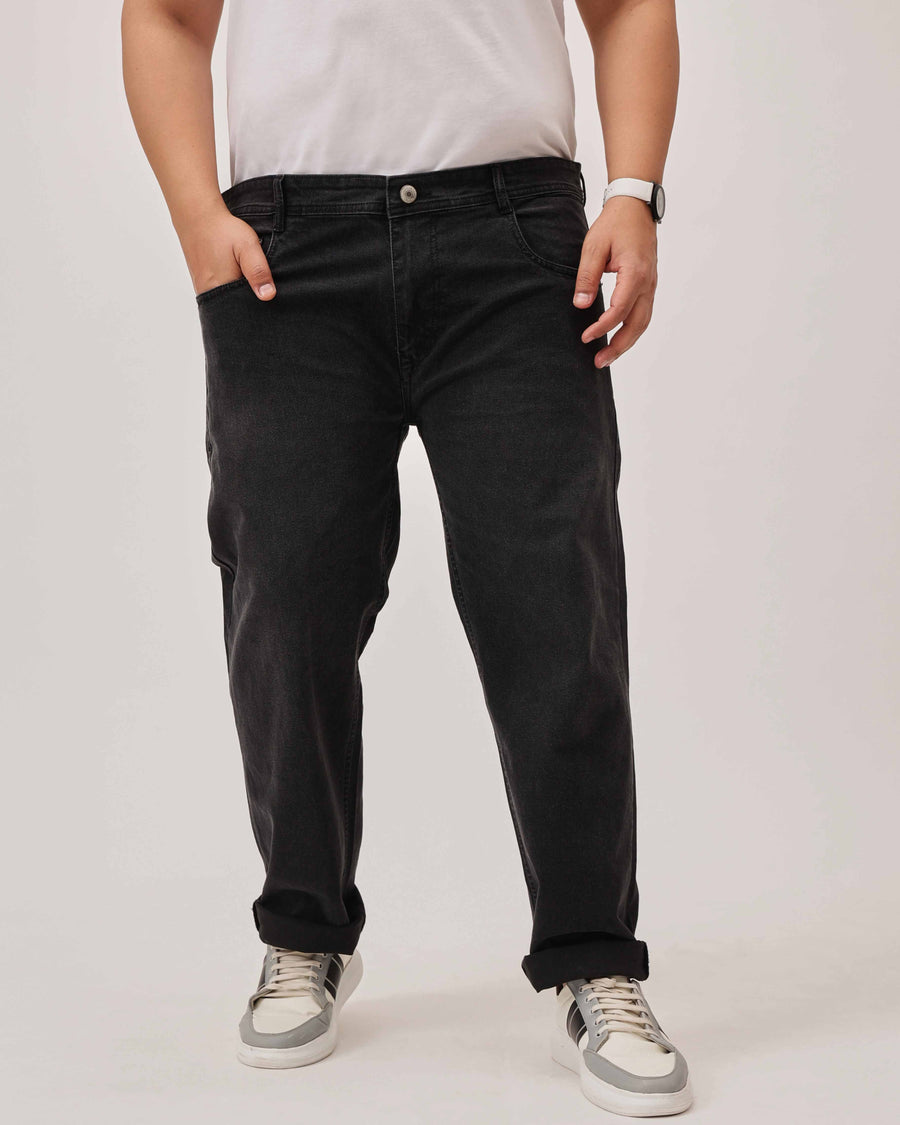 Black Strectable Cotton Plus Size Jeans