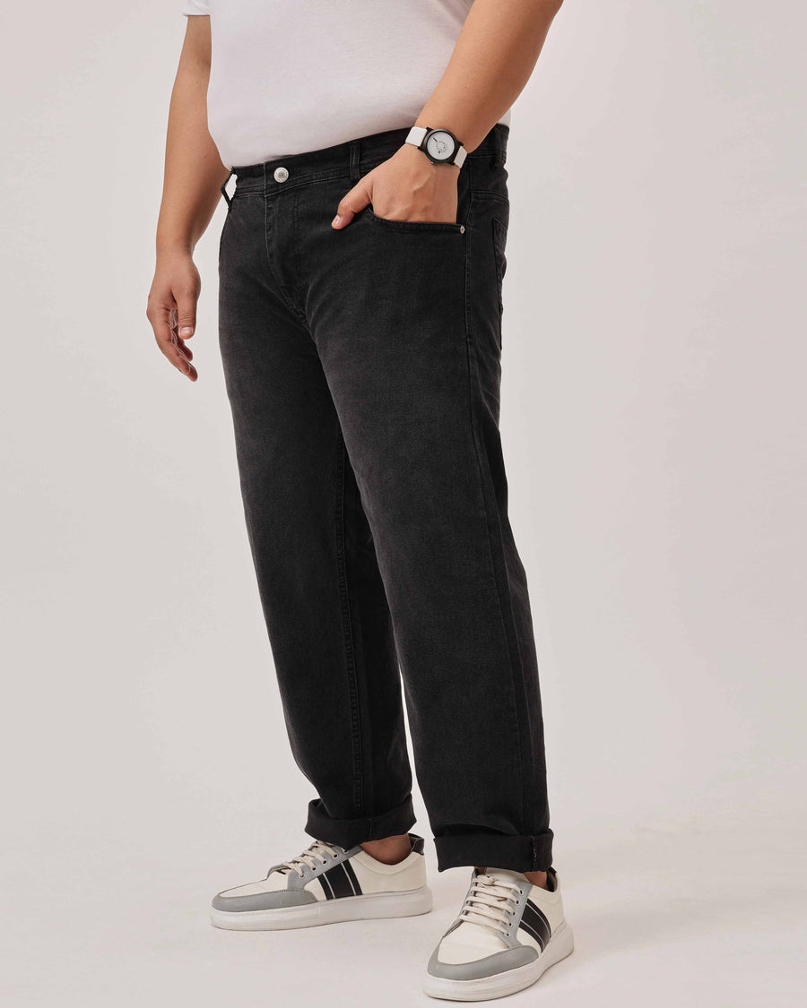 Black Strectable Cotton Plus Size Jeans