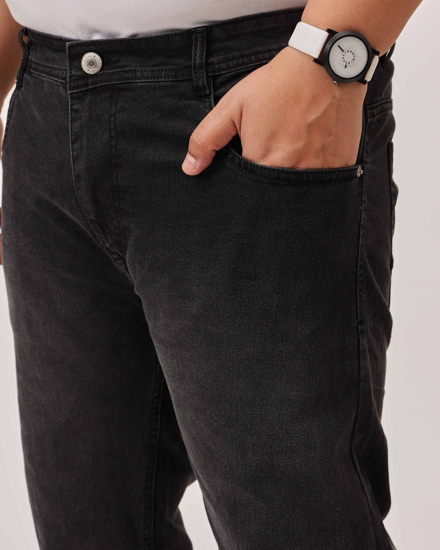 Black Strectable Cotton Plus Size Jeans