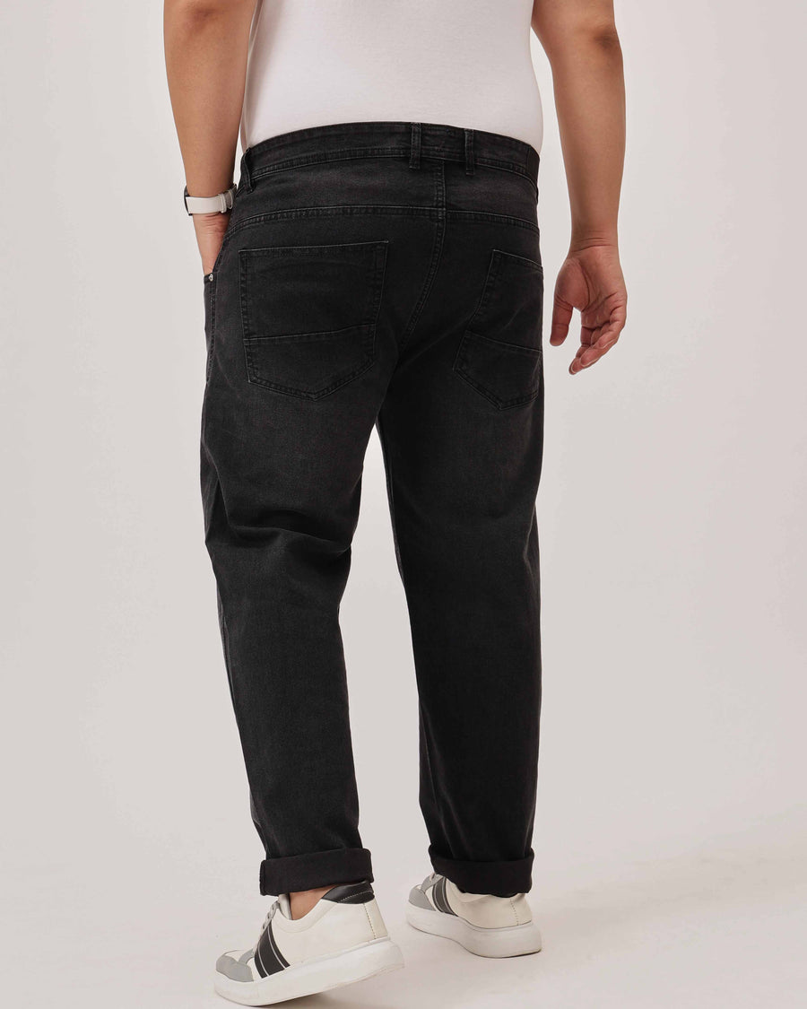 Black Strectable Cotton Plus Size Jeans