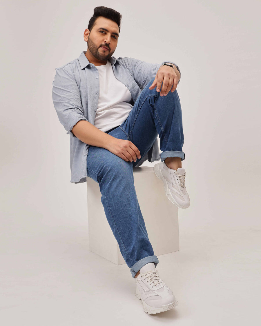 Light Blue Strectable Cotton Plus Size Jeans
