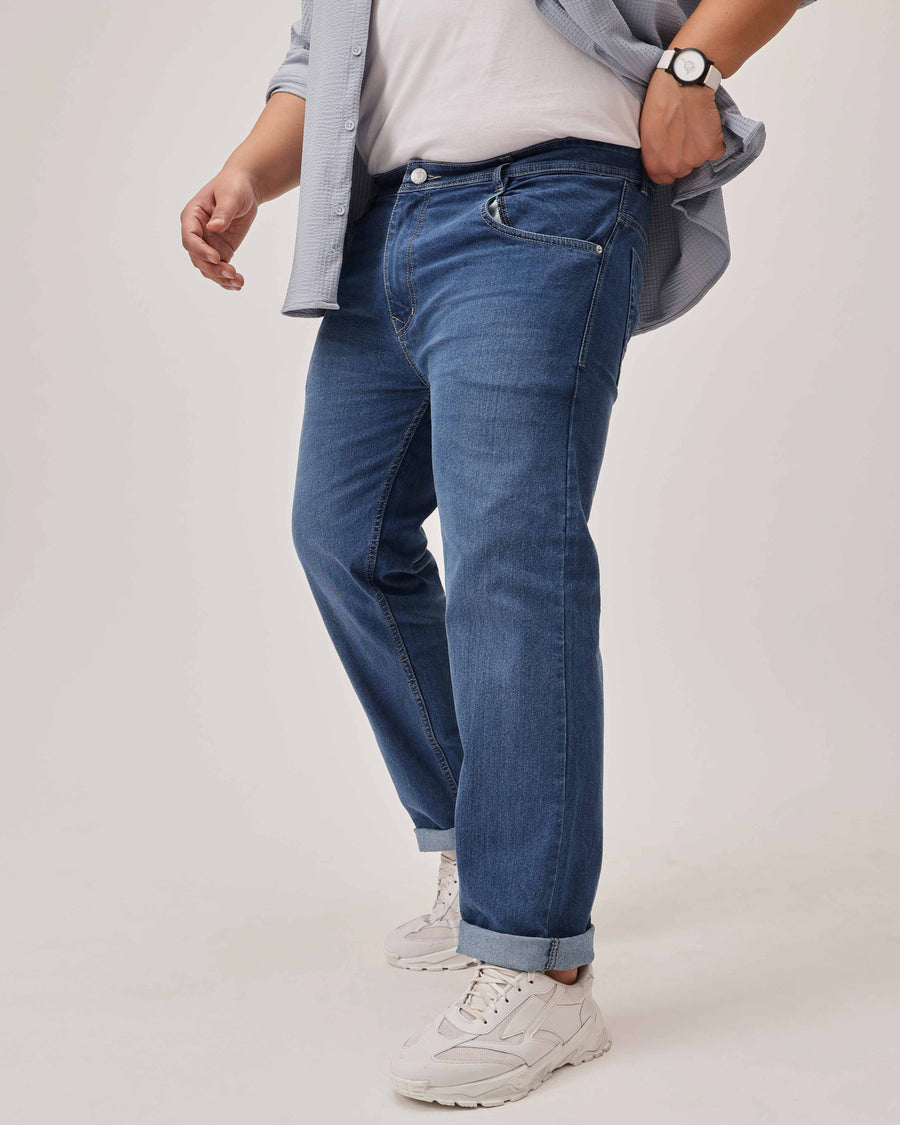 Light Blue Strectable Cotton Plus Size Jeans