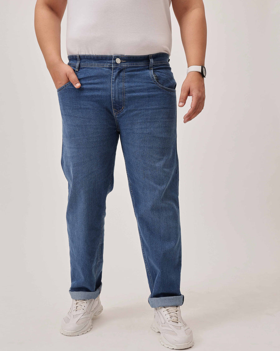 Light Blue Strectable Cotton Plus Size Jeans