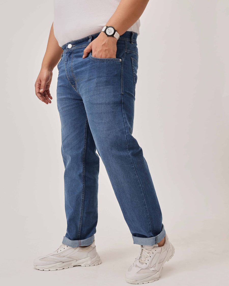 Light Blue Strectable Cotton Plus Size Jeans