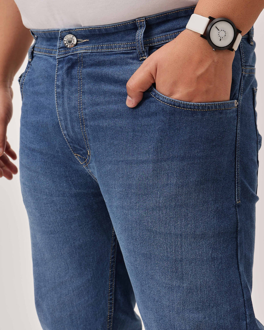 Light Blue Strectable Cotton Plus Size Jeans